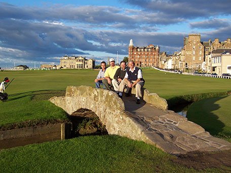 Brian Bird on sabbatical at The Old Course at St. Andrews with clients and friends Tate Altenstadter, Craig Burnett and Phil Tesoro